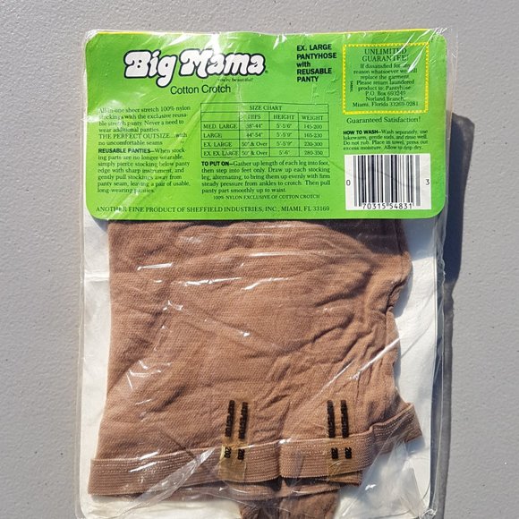 Vintage 1980s Big Mama Beige Stockings XL New NOS - Picture 6 of 8